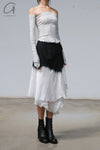Marc Le Bihan 2502 colorblock skirt France Handmade MLB-2502-HEIBAI Black and white